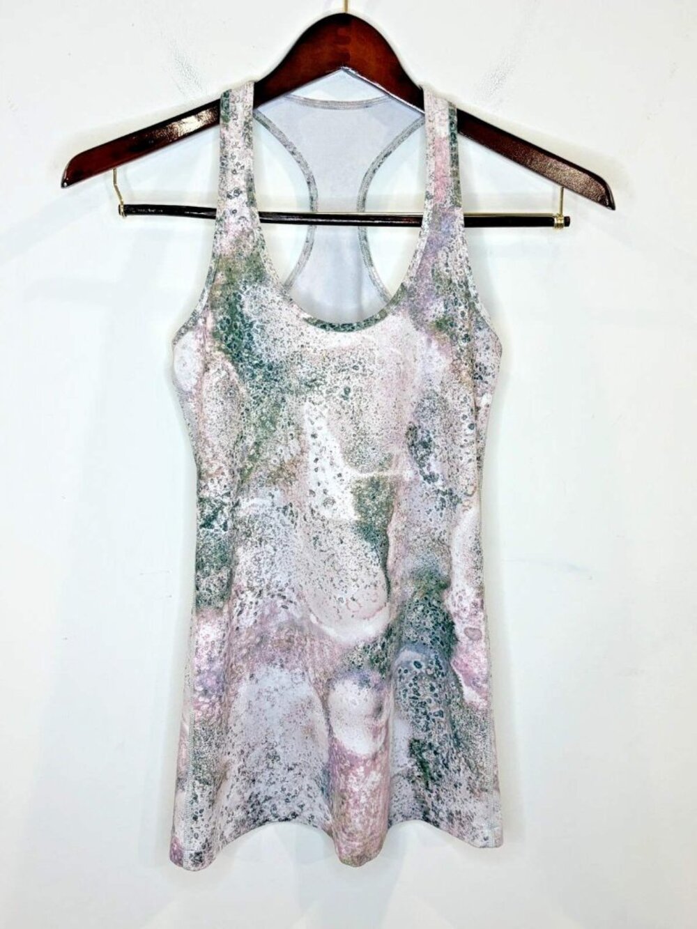 Lululemon Racerback Tank Sz S - see note Pink Green Abstract Print